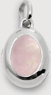 Monica Vinader Sterling Silver October Birthstone Locket Rose Quartz