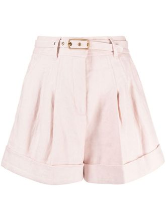 Zimmermann Shorts Matchmaker in lino con cintura - Rosa