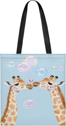 Generic Giraffes Blowing Bubbles Womens Tote Casual Shopping Bag Lightweight Shoulder Bags Hobos Handbag for Work Travel Daily 35x40cm