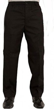 Carabou Mens Elasticated Waist Rugby Trousers Casual/Formal wear Full Elasticated Button up Waist Zip Fly (Black, 58 29)