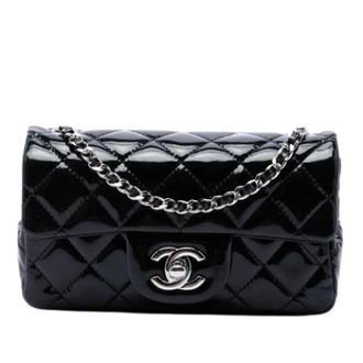 Chanel Pre-owned Quilted Patent Mini Flap Crossbody - Dames - Pre-owned - Zwart - Maat: ONE Size Leer