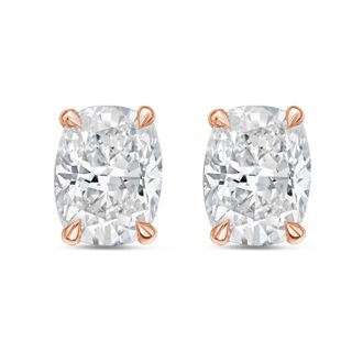 Diana M. Jewels 14Kt Rose Gold 9.00 cts Lab Grown Elongated Cushion Cut Diamond Studs