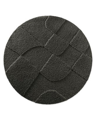 Wecon Home Alfombra de ba&ntilde;o redonda en relieve antracita &Oslash;80