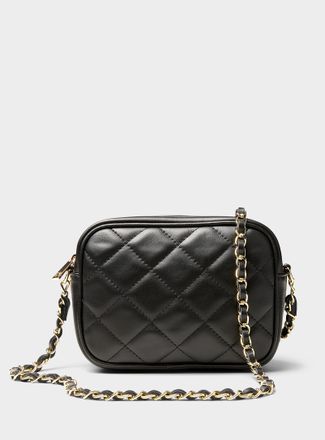 Simons Womens Quilted leather crossbody bag Exclusive collection from Italy