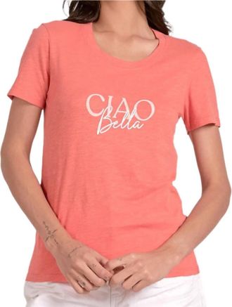 Elan Ciao Bella Scoop Neck Tee Shirt In Coral