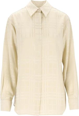 Burberry Overhemden, Dames, Beige, S, Katoen, Check Katoenen Shirt