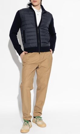 Moncler Cardigan With Quilted Front, Mens, Navy Blue