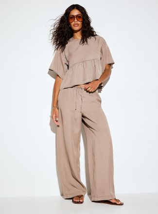 Jack & Jones Womens Sigrid drawstring waist wide-leg faded pant