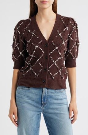 Rails Isla Whipstitch Elbow Sleeve Cardigan in Espresso Ivory at Nordstrom Rack, Size Small