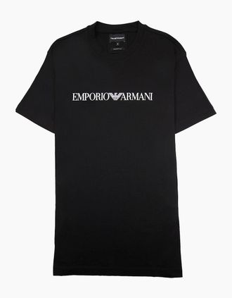 Emporio Armani Mens Emporio Armani Pima-jersey T-shirt With Logo Black - Size: 42