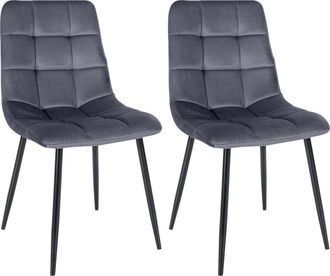 Clp Set de 2 sillas con patas de metal y asiento en Terciopelo Gris oscuro