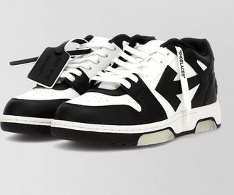 Off-white calf leather paneled low-top sneakers