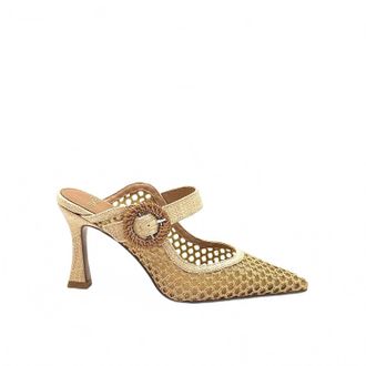 Ex&eacute; Womens Lamina Honeycomb Buckle Mules In Natural