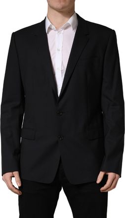 Dolce & Gabbana Mens Blue Single Breasted 2 Button Suit Jacket Navy Elastane Virgin Wool