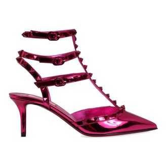 Valentino Garavani Schoenen, Dames, Roze, 36 EU, Leer, Rockstud slingback van lakleer