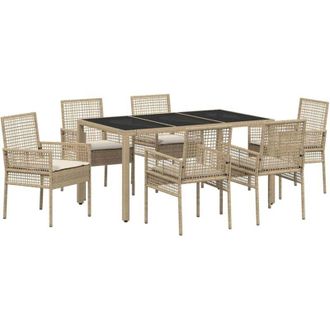 vidaXL Conjunto De Comedor De Jard&iacute;n 7 Pcs Beige Polirat&aacute;n Vidaxl