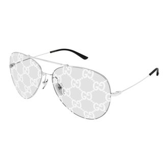 Gucci Pilot Frame Zonnebrillen - Heren - Zonnebrillen - Grijs - 65 MM - Accessoires