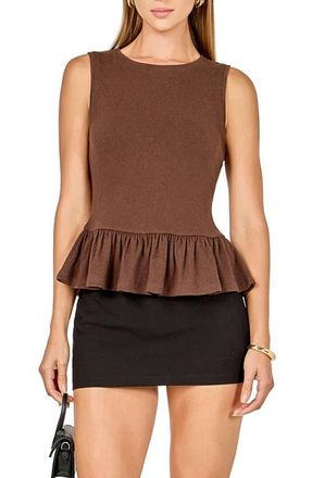 endless rose Knit Peplum Tank in Brown at Nordstrom, Size X-Small