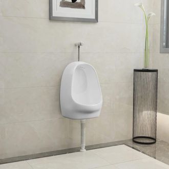 vidaXL Vidaxl - Urinario De Pared Con V&aacute;lvula De Descarga Cer&aacute;mica Blanco