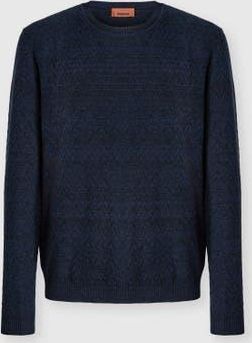 Missoni Crew-neck Wool And Cotton Pullover With Tone-on-tone Zigzag Pattern in Blue at Nordstrom, Size 48 It