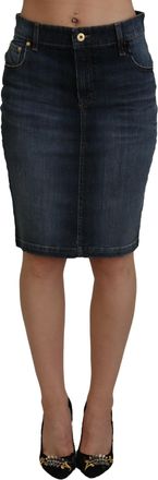 Fiorucci Washed Mid Waist Pencil Cut Womens Skirt