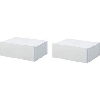 HOMCOM Homcom - Set De 2 Mesitas De Noche Flotantes Con 1 Caj&oacute;n Dise&ntilde;o Montado En La Pared Estilo Moderno Para Dormitorio 40x30x15 Cm Natural