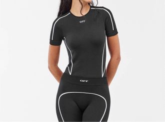 Off-white Pre-Loved Seamless Stretch Bodysuit In Black & White