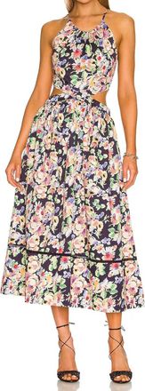 Something Navy Floral Cut Out Midi Dress In Navy Combo