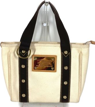 Louis Vuitton Brown White Canvas Handbag Tote Bag (Pre-Owned)