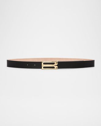 Victoria Beckham Jumbo Gold-Plated B-Logo Leather Belt