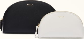 Furla Classic Cosmetic Case Set L Nero Black Andromeda Calf Leather Woman