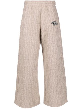Opening Ceremony logo-embroidered cable-knit trousers - women - Cotton/Acrylic/Cotton/Polyester - S - Neutrals
