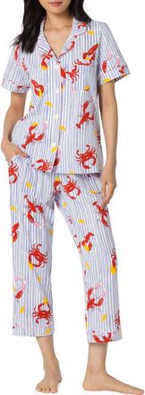 Bedhead Pajamas Print Stretch Organic Cotton Jersey Crop Pajamas in Coastal Feast at Nordstrom, Size X-Small