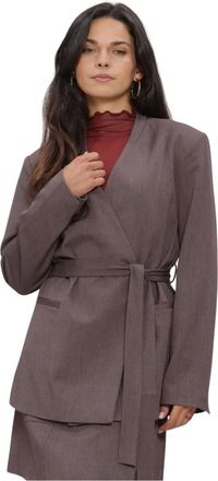 Object Object - Objlisa LO L/S Belt Blazer - Dames - Jassen - Bruin - Maat: XL Leer