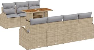 vidaXL Garden Sofa Set with Storage 8 pcs Beige Poly rattan Vidaxl