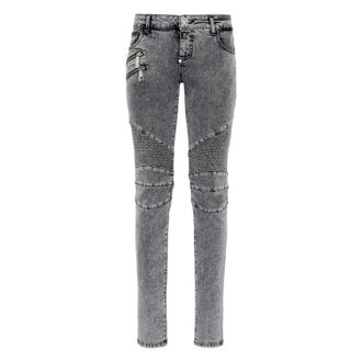 Philipp Plein Denim Broek Lage Taille Biker - Dames - Skinny Jeans - Grijs - W28 - Denim - Jeans