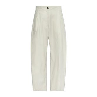STUDIO NICHOLSON Minos Broeken - Dames - Wijde Broeken - Beige - XS - Linnen - Broeken
