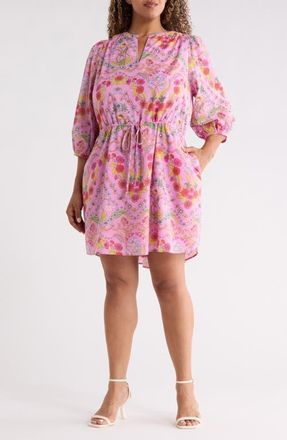 Sugarlips Ramsie Floral Print Minidress in Cream-Pink-Mul at Nordstrom, Size 1 X