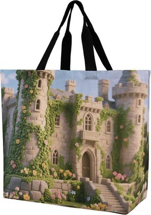 Generic Ancient Fort Handbag Reusable Women Handbag Portable Grocery Bags For Casual Camping Travel