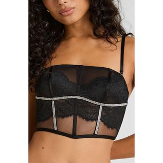 Hunkem&ouml;ller Odette Diamante Bustier in Caviar at Nordstrom, Size Medium