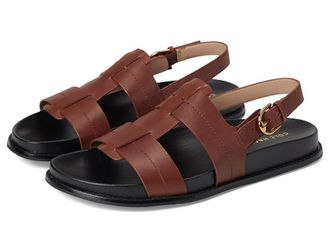 Cole Haan Marlee Fisherman Footbed Sandals Womens Sandals Dark Cuoio Leather : 8.5 B - Medium, Leather/Rubber