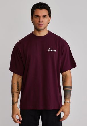 Siksilk Mens Burgundy Script T-Shirt XXL
