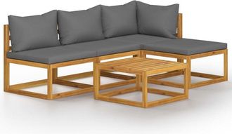 vidaXL Juego De Muebles Jard&iacute;n 5 Pzas Con Cojines Madera Maciza Acacia Vidaxl