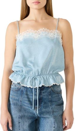 Steve Madden Roan Lace Trim Camisole in Dusty Blue at Nordstrom, Size Small
