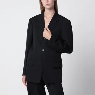 Bottega Veneta Black grain de poudre wool single-breasted jacket