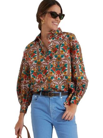 La DoubleJ Poet Shirt Corte White Rust at Nordstrom, Size X-Large