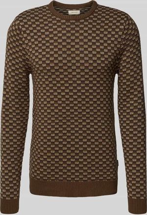 Blend Strickpullover mit gerippten Abschlüssen Modell BALEN in Dunkelbraun, Größe 3XL