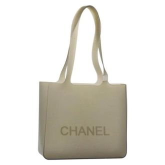 Chanel Pre-owned Tote Bags, female, Gray, Size: ONE SIZE Pre-owned Vintage Rubber Tote Bag