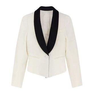 Alexander McQueen Jassen, Dames, Wit, S, Wol, Single-breasted Tuxedo Jacket