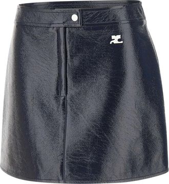 Courr&egrave;ges Leather Skirts - Dames - Korte rokken - Blauw - L - Rokken
